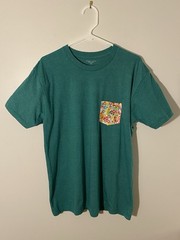 Blade + Blue T Shirt Mens Large Green Pocket Tee Made In USA Cotton Poly Casual