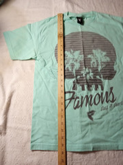 FAMOUS STARS AND STRAPS skull Palm Tree Graphic T Shirt Aqua Size M Y2K