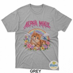 Alpha Male Funny Kitten Rainbow Floral T-Shirt