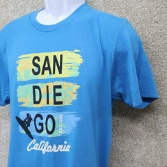 District San Diego California Surf Graphic T-Shirt Blue Size M