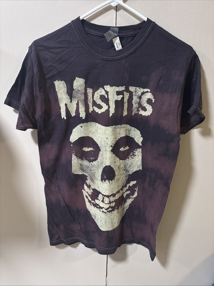 Misfits Skull Gray Black T-Shirt Acid Tie Dye Punk Band Tour Tee Small Vintage