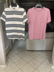 Lot Of 2 Gap Mens Shirts Size S Striped Polo Crewneck Tee Short Sleeve