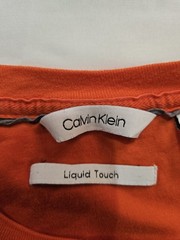 Calvin Klein Liquid Touch Men’s Orange Solid Logo Crew Neck T-Shirt M