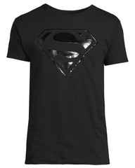 DC Comics Superman T-Shirt Men’s Black Raised Logo Short Sleeve Top
