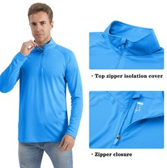 UPF50+ Men’s Sun Protection UV Shirts 1/4 Zip Long Sleeve Performance Golf Tops