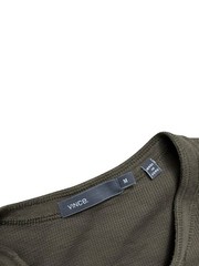 Vince Shirt Mens Size Medium Dark Olive Wafer Knit Henley Shirt Long Sleeve Slim