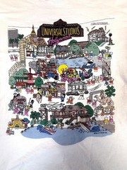 Vintage Universal Studios Shirt Mens Medium White Hollywood Map Graphic 90s