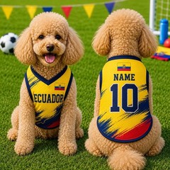 Personalized Ecuador Pet Soccer Jersey, Soccer Outfit for Dogs Cats, Ecuador Foo