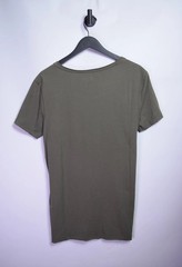 Relaxed Fit Tee with Grunge Crow Print in Olive Green