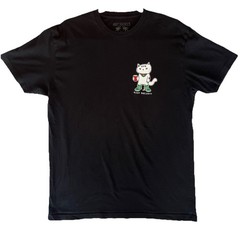 Riot Society Cat Graphic Tee Black L Front & Back Print Streetwear