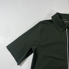 Tenore Zip Up Shirt Jacket Polo Short Sleeve Green Logo Pocket Men’s L