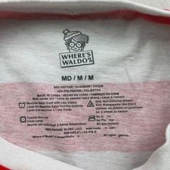 Where’s Waldo Men’s Red & White Stripe S/S T-Shirt • Medium