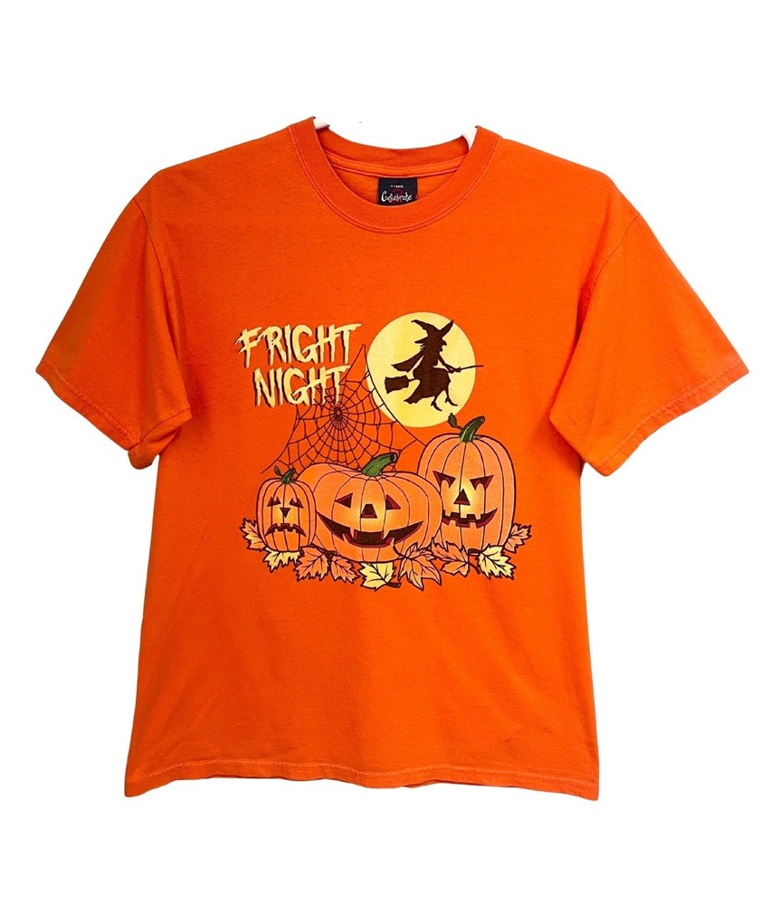 Vintage 90s Halloween Fright Night T Shirt Witch Spooky Jack O Lantern Large