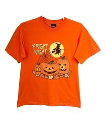 Vintage 90s Halloween Fright Night T Shirt Witch Spooky Jack O Lantern Large