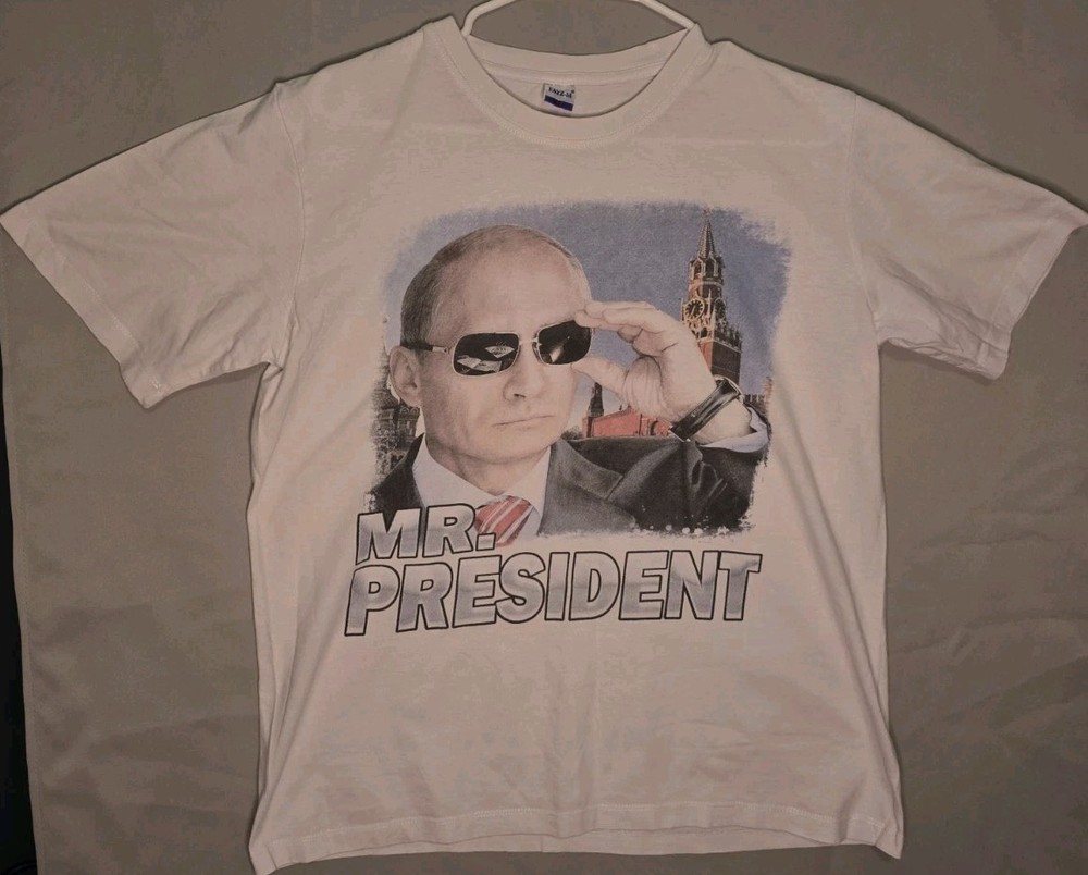 Vintage Mr President Putin Graphic T-Shirt White Size Medium Cotton 100%