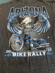 2017 Arizona bike rally T-shirt eagle graphic, Suna, Dark Gray Large