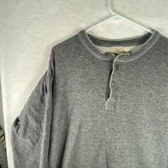 L.L. Bean Shirt Mens XL Gray Long Sleeve Henley Double Layer Lined Wool Blend