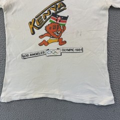 Vintage Kenya 1984 Los Angeles Olympics Shirt Mens Medium Ringer 80s Sport USA