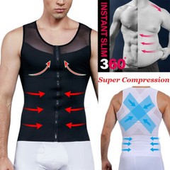 Men’s Zipper Body Shaper Toning T-Shirt Ultra Durable Vest Compression Underwear
