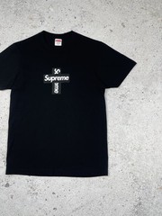 Supreme Cross Box Logo Black Tee Shirt AW20 Made in USA Men Size S