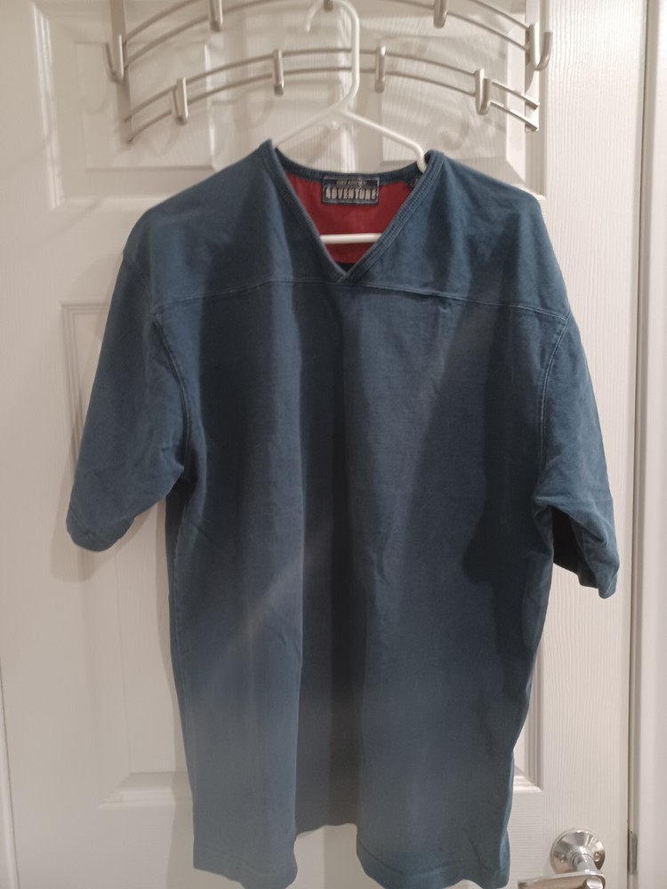 John Ashford Adventure Men’s Large Blue Vintage V Neck Shirt