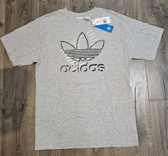 Adidas Trefoil Logo Graphic T-Shirt Mens OG Sketch Grey NEW Hip Hop 3 Stripes