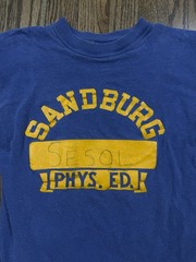 Vintage 60s 70s Sandburg High School Phys. Ed. Blue/ Yellow T Shirt Size Medium