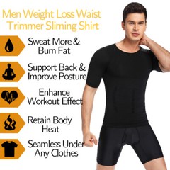 Men Compression Slimming Body Shaper Gynecomastia T-shirt Posture Corrector Vest