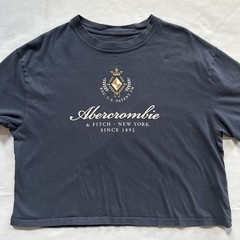 Women’s Abercrombie & FItch Cropped Crest Logo Tee Boxy Y2K Inspired Preppy M