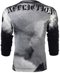 $78 AFFLICTION Black PUPPET MASTER Skull Long Sleeve Slim Fit Y2K T-shirt NWT