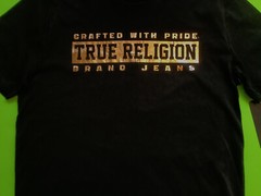 New TRUE RELIGION Men’s Short Sleeve T-Shirt X-LARGE Black w/Gold MSRP $59.00