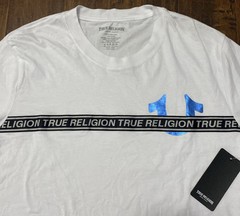 NWT True Religion TR Foil Taping Tee Optic/White – Men’s Size Large. C1