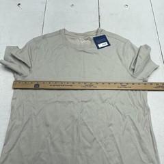 Croft & Barrow Shirt Mens Large Beige Easy Care Tagless Striped Crewneck Tee