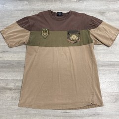 Red Ape Shirt Men’s 2XL Brown Colorblock Distressed Pocket Tee Cotton