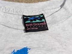 ⛷️👀🔥 VTG Blue Dolphin Down Hill Skiing Single Stitched T Shirt CLEAN Large HTF