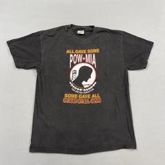 Vintage Hanes Shirt Mens Large Black POW MIA Patriotic Military Graphic Tee