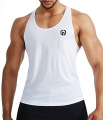 NELEUS ‘Dry Fit Logo Muscle’ Mesh Tank Top Men’s M Gym Workout Exercise WHT NEW!