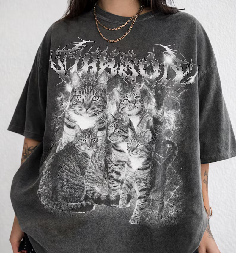 Custom Cat Portrait Comfort Tee Personalized Pet Photo Shirt Gift Idea