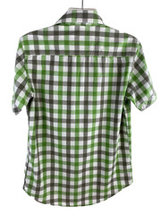 super bad shirt company men’s button down green plaid short sleeve size S small