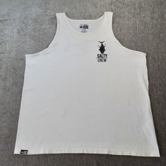 Salty Crew Shirt Mens XXL 2XL White Camo Fish Muscle Tank Top Beach Outdoor