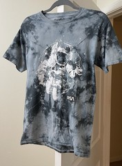 Nasa T-Shirt Gray Tie Dyed Space Graphic Short Sleeve Pullover Men’s Small