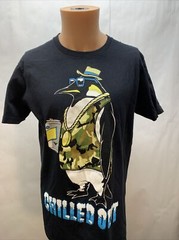 Beer Shirt mens large hip hop skater Chilled Out Penguin Short Sleeve