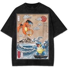 Charizard vs Blastoise Poke-mon Anime T-Shirt