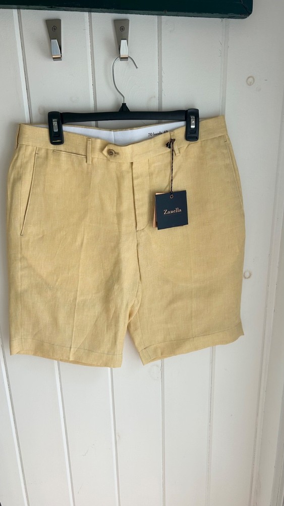Chad cuffed Bermuda short maize color gradient. 100% linen. Size 33 waist.