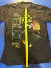 Juice Wrld Night Butterfly Graphic Emo Rap Tee T-Shirt M Neon Green Orange