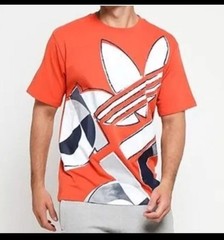 NEW MENS ADIDAS ORIGINALS TREFOILTEE T SHIRT LARGE #DV3286 Orange Allover Spell
