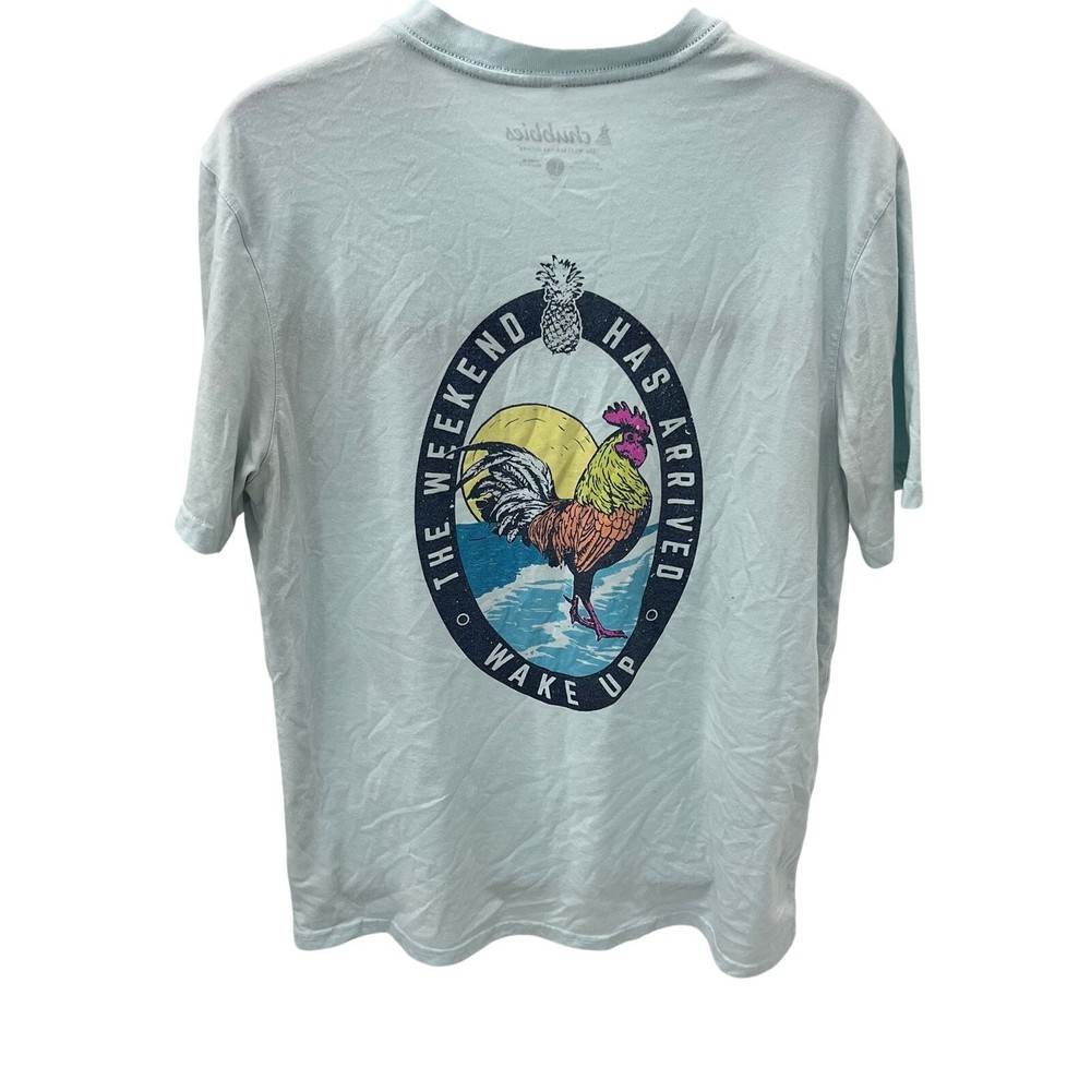 Chubbies Mens Large T Shirt Mint Green Wake Up The Weekend Has Arrived Rooster