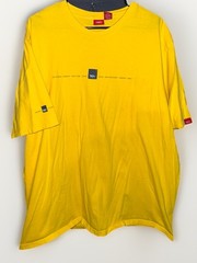 Vintage 90s Mossimo T shirt Mens XL Yellow Spell Out Cities Graphic Red Tag