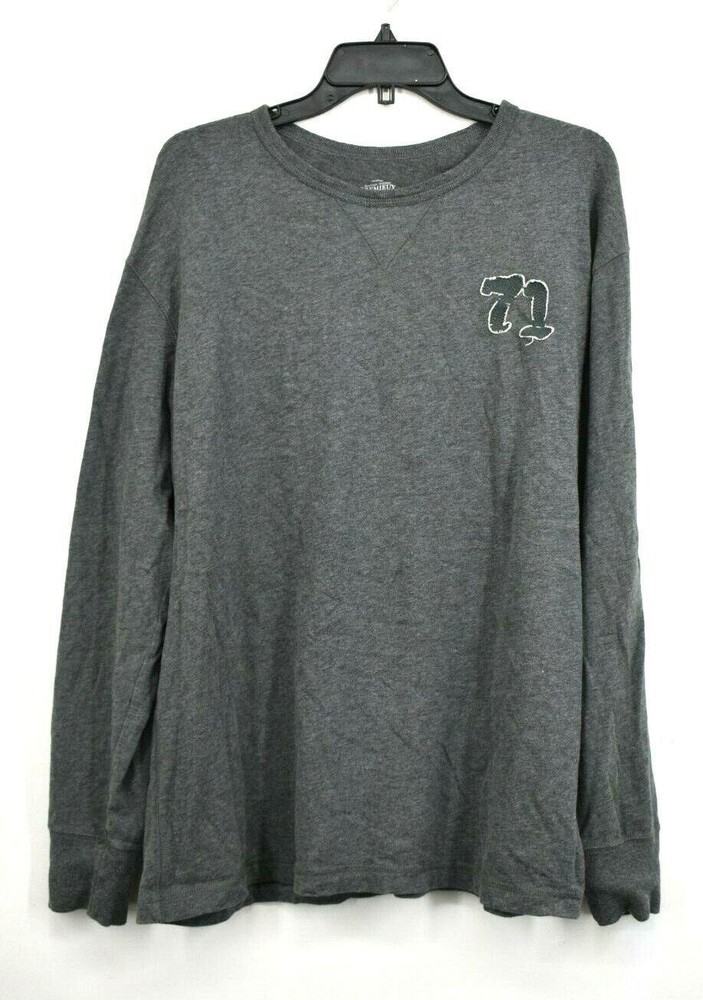 Cremieux Mens Crew Neck Gray Long Sleeve Cotton 71 Embroidered Shirt Sz XL