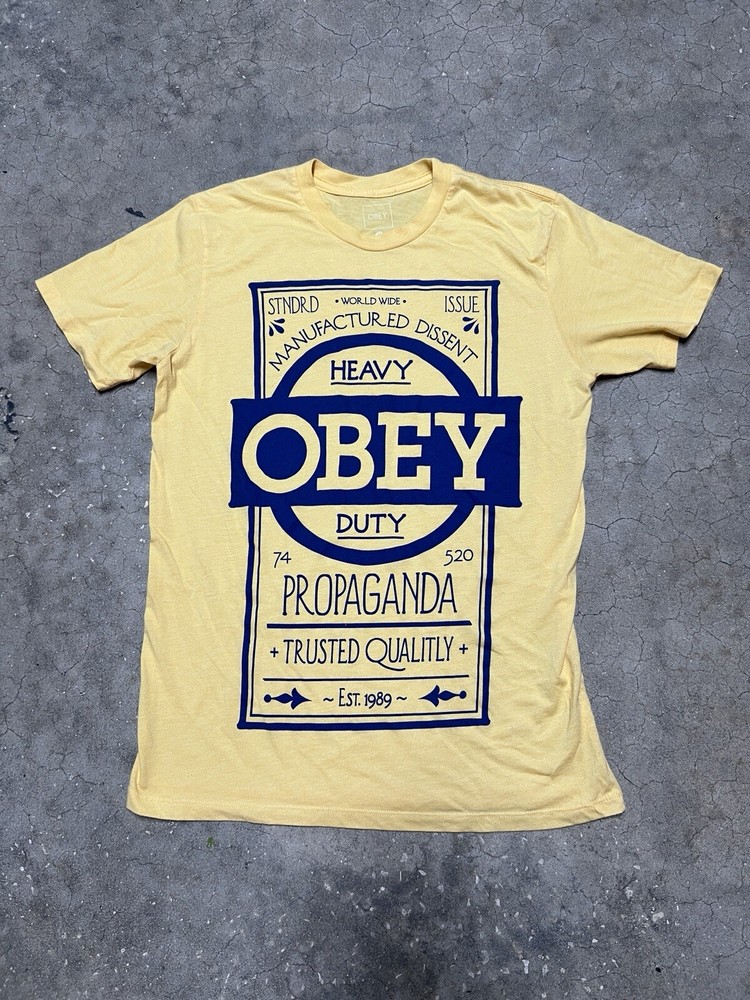 Vintage Obey Tshirt Yellow Super Soft Light Material Activism Street Art Graf